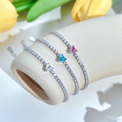 [Lumi Jewelry]0.5 Carat Elegant Romantic Heart Shape Lover Bracelet