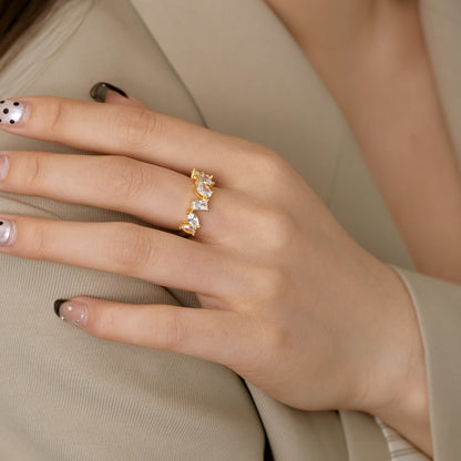 [Lumi Jewelry]Delicate Multi Cut Ring
