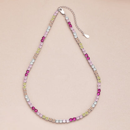 [Lumi Jewelry]Delicate Colorful Tennis Necklace