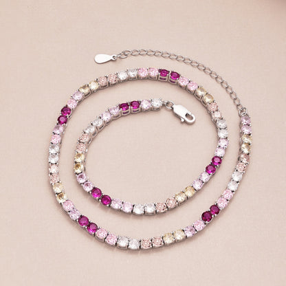 [Lumi Jewelry]Delicate Colorful Tennis Necklace