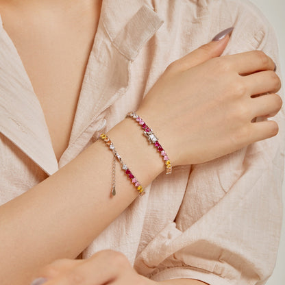 [Lumi Jewelry]Luxurious Colorful Romantic Heart Shape Lover Bracelet