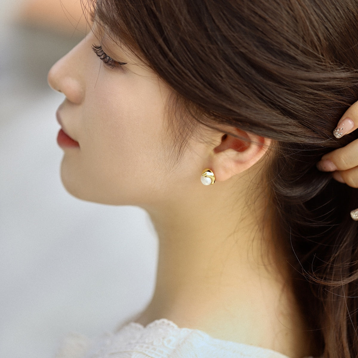 [Lumi Jewelry]Dainty Bread Pearl Earrings
