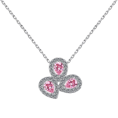 [Lumi Jewelry]Elegant Flower Shape Pear Cut Necklace