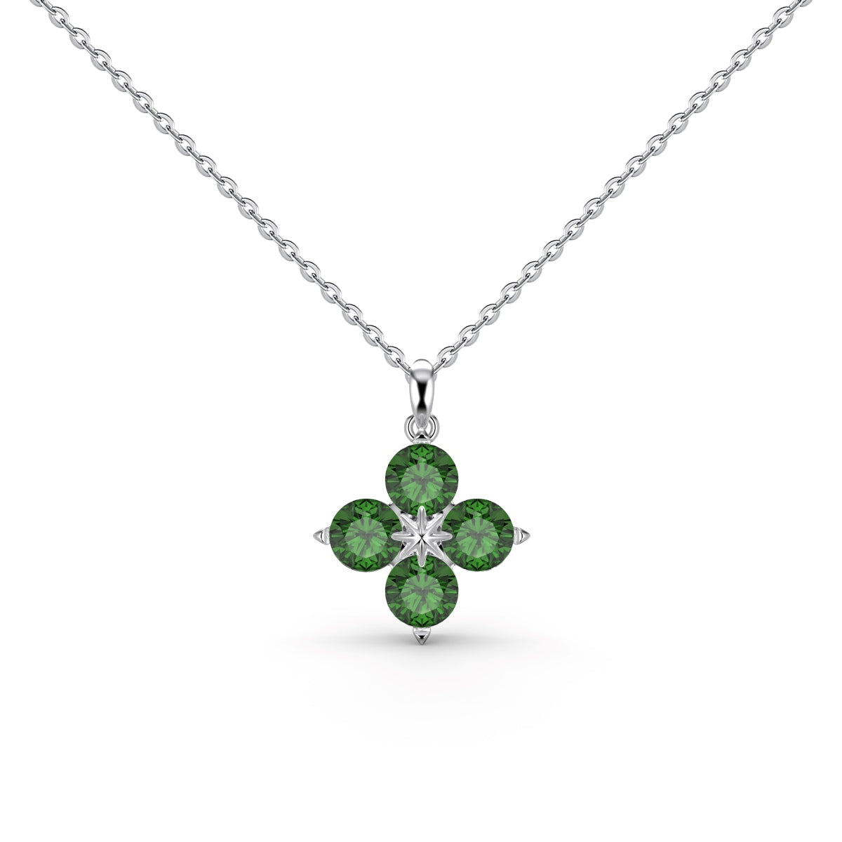 [Lumi Jewelry]Four-Leaf Clover And Eight-Pointed Star Necklace