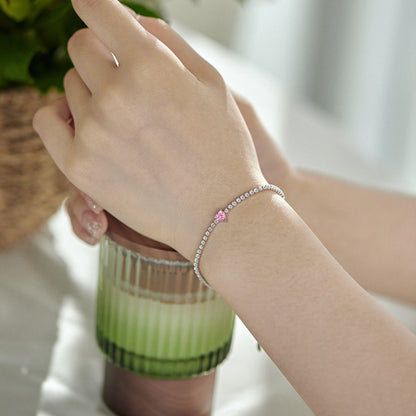 [Lumi Jewelry]0.5 Carat Elegant Romantic Heart Shape Lover Bracelet
