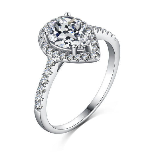 [Lumi Jewelry]1.0 Carat Luxurious Resplendent Water Drop Shape Wedding Ring