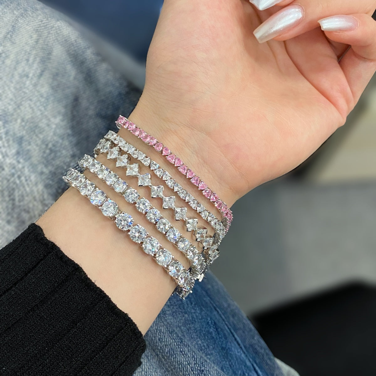 [Lumi Jewelry]0.5 Carat Ornate Princess Cut Daily Bracelet