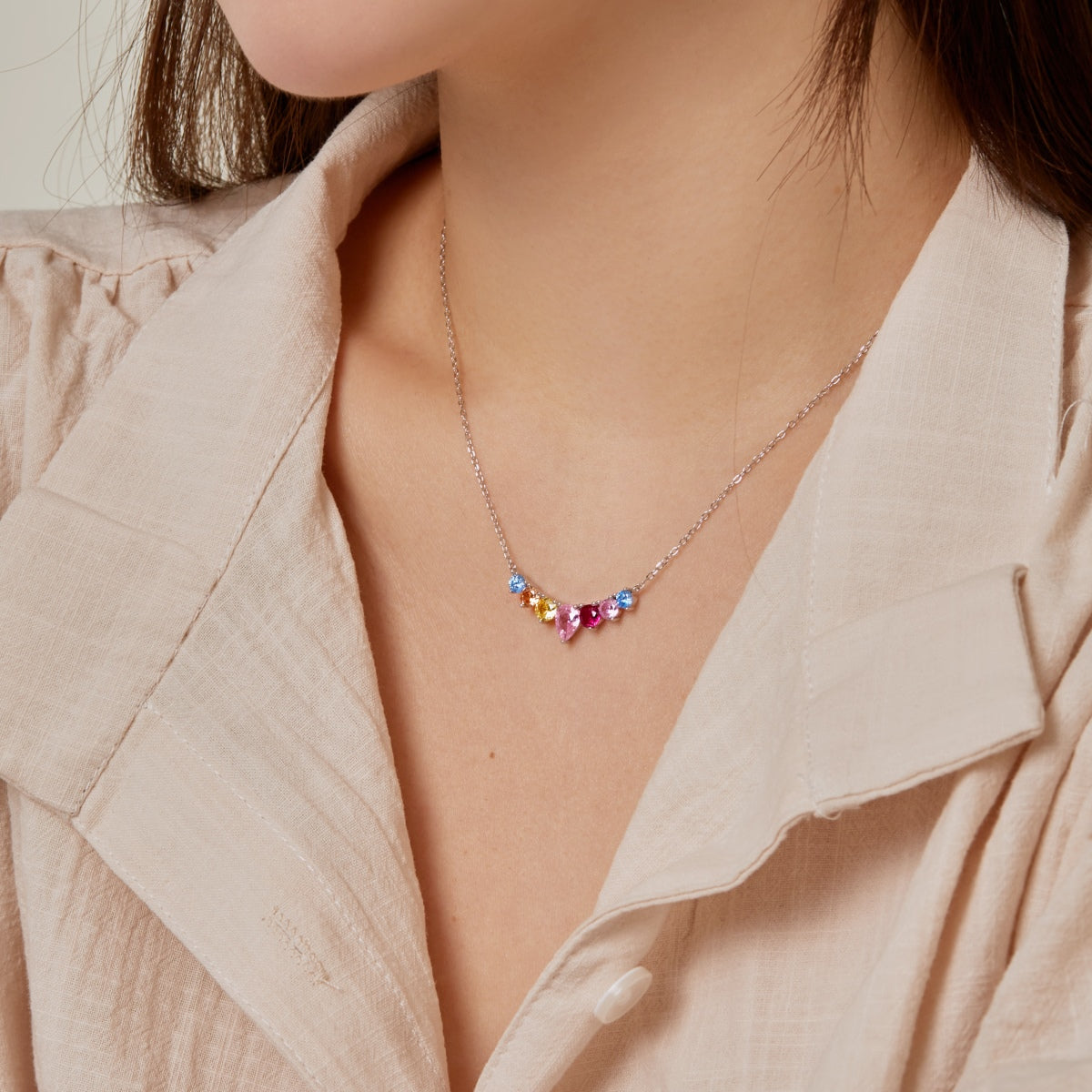 [Lumi Jewelry]Dainty Colorful Heart Necklace