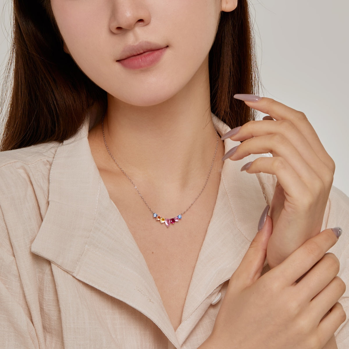 [Lumi Jewelry]Dainty Colorful Heart Necklace