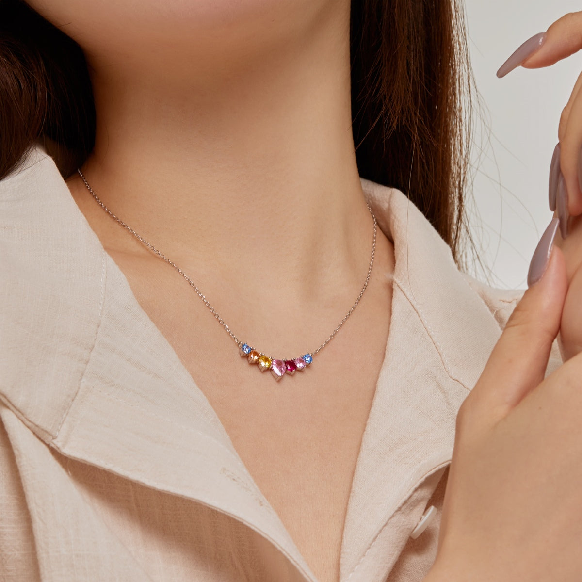 [Lumi Jewelry]Dainty Colorful Heart Necklace