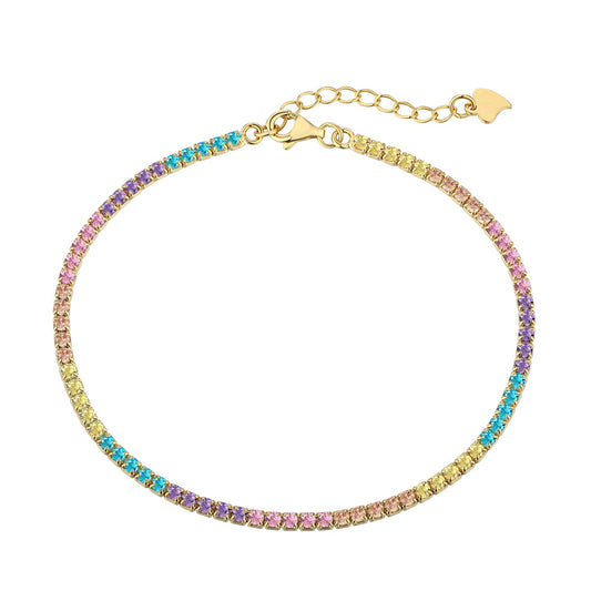 [Lumi Jewelry]Dazzling Colorful Round Cut Daily Bracelet