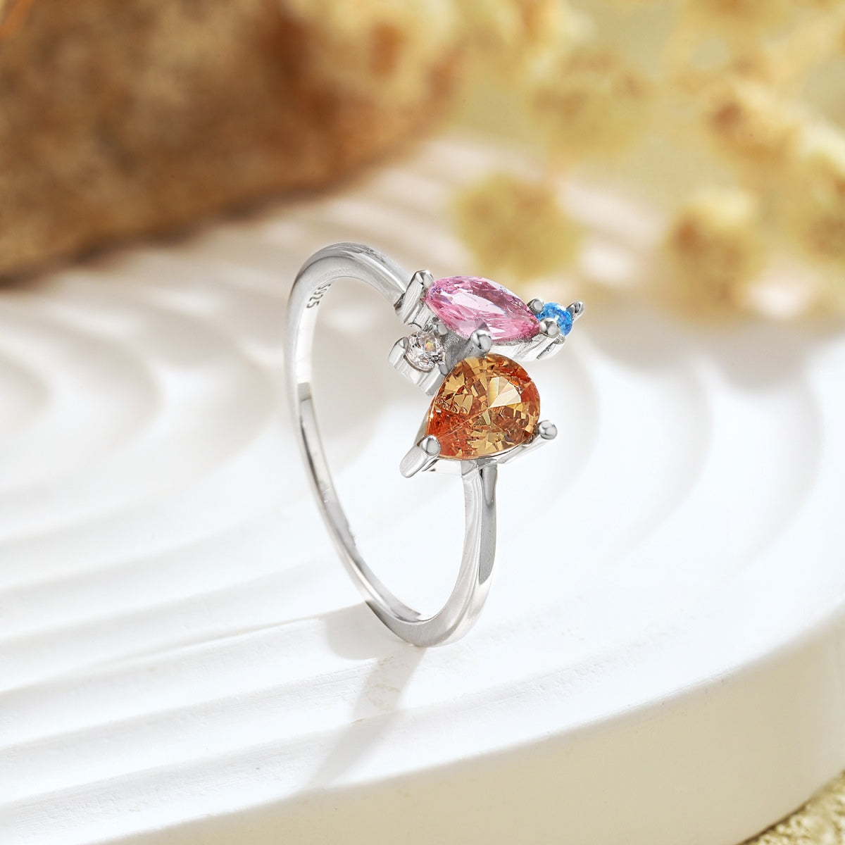 [Lumi Jewelry]Radiant Colorful Multi Cut Daily Ring