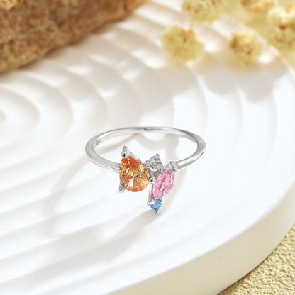 [Lumi Jewelry]Radiant Colorful Multi Cut Daily Ring