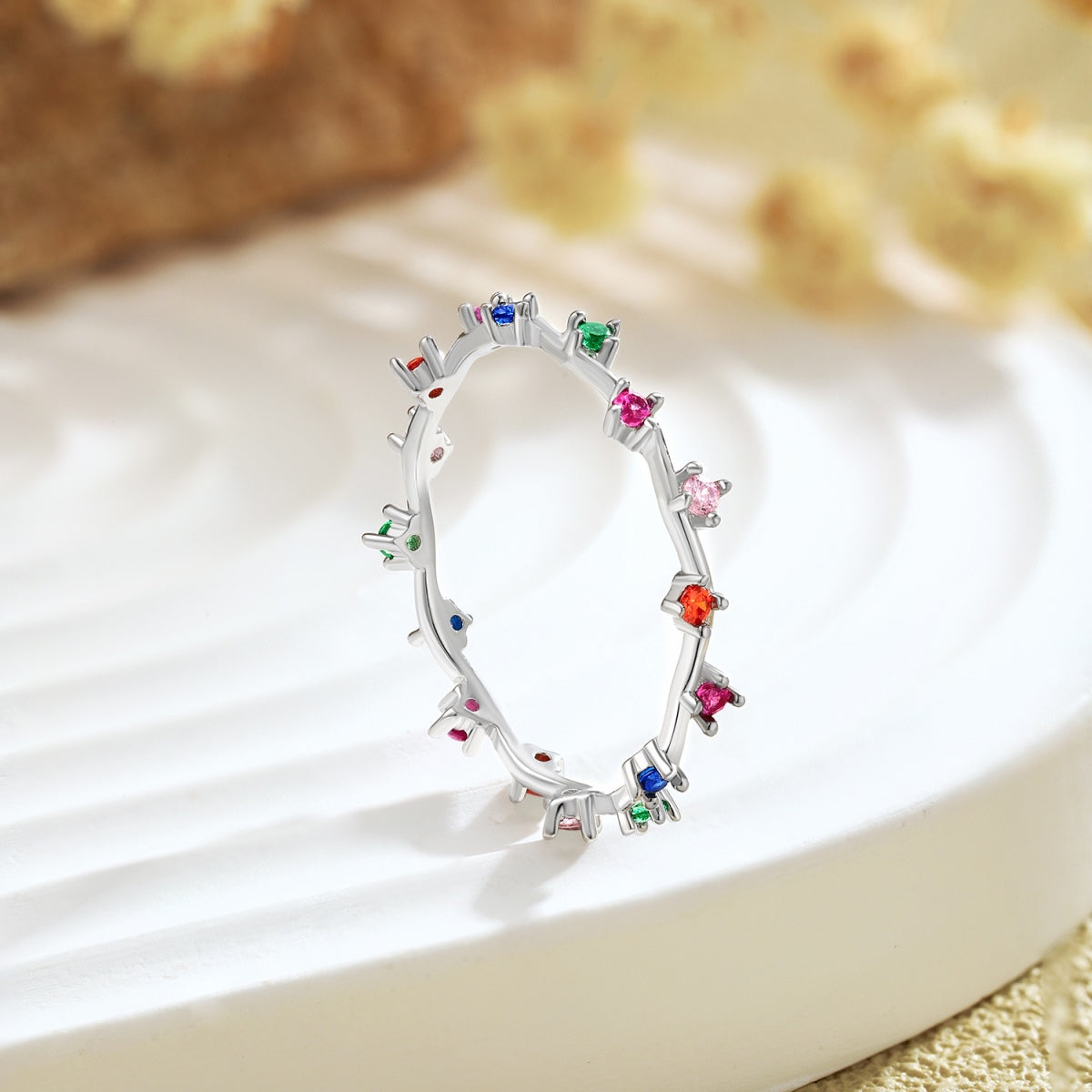 [Lumi Jewelry]Radiant Colorful Round Cut Daily Ring