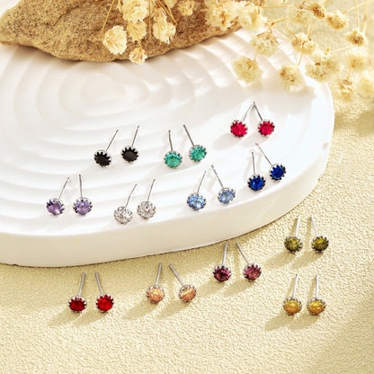 [Lumi Jewelry]Sparkling Colorful Round Shape Earrings