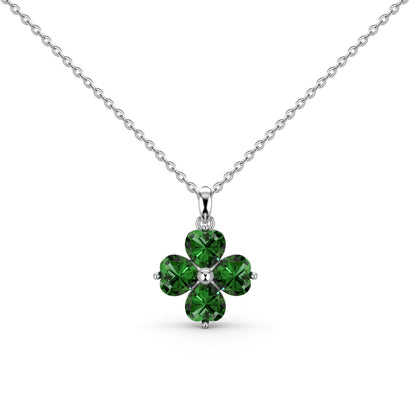 [Lumi Jewelry]Heart-Shaped Four-Leaf Clover Bead Necklace
