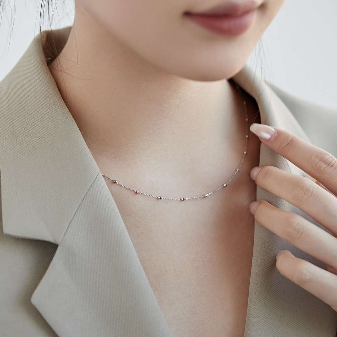 [Lumi Jewelry]Small Bead Clavicle Chain Simple Necklace