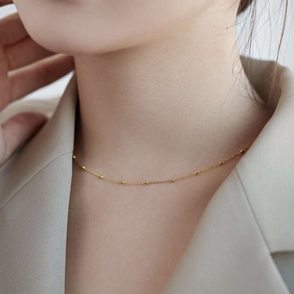 [Lumi Jewelry]Small Bead Clavicle Chain Simple Necklace