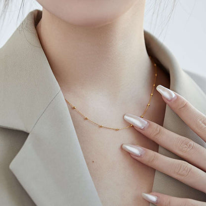 [Lumi Jewelry]Small Bead Clavicle Chain Simple Necklace