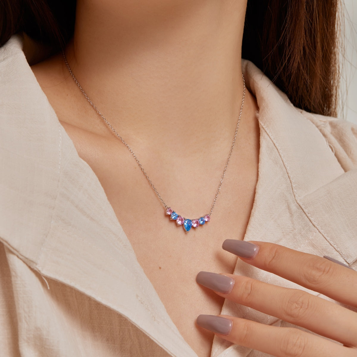 [Lumi Jewelry]Dainty Colorful Heart Necklace