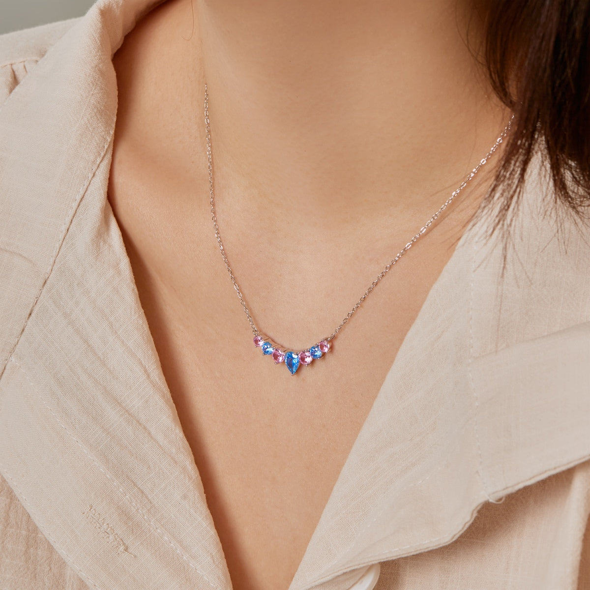 [Lumi Jewelry]Dainty Colorful Heart Necklace