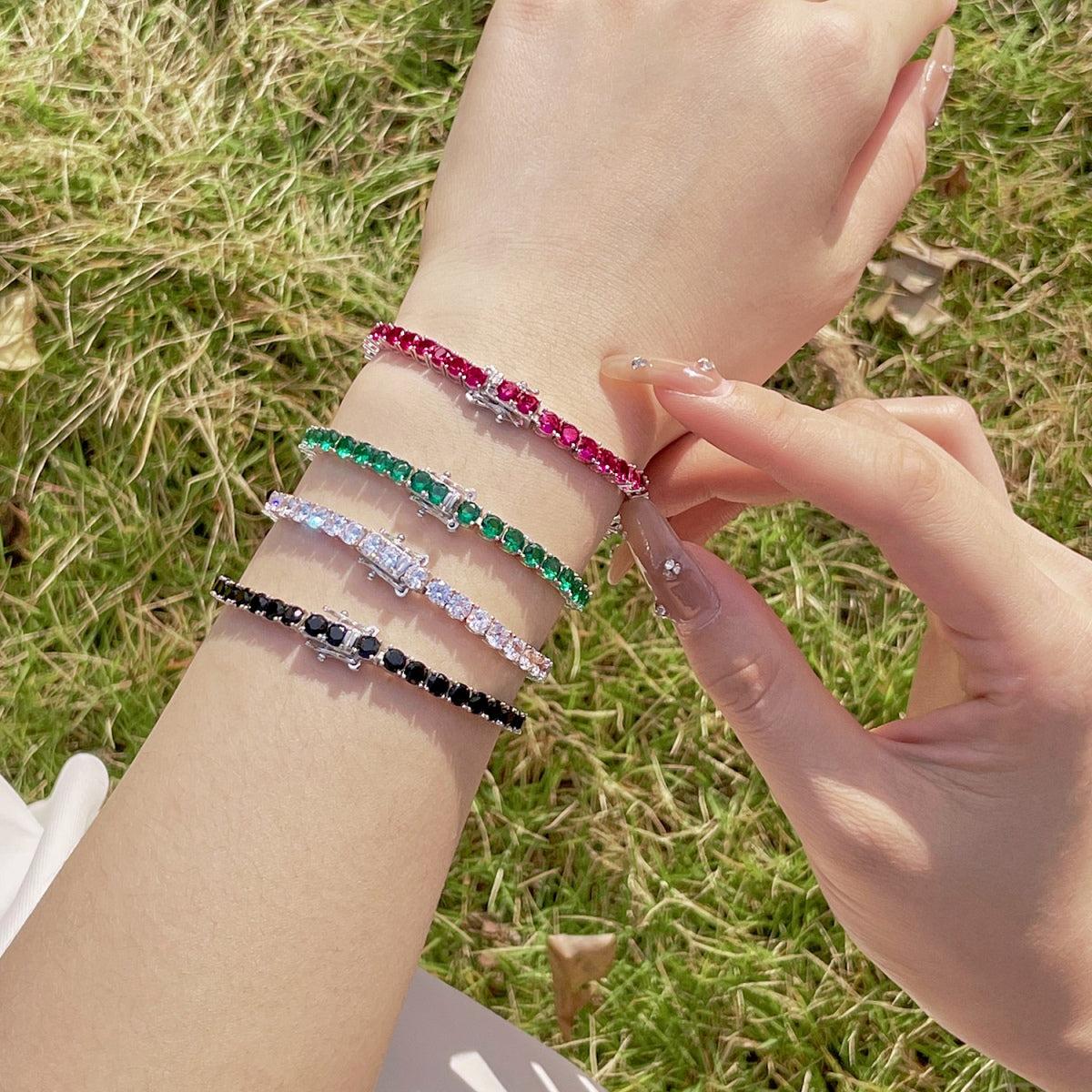 [Lumi Jewelry]Radiant Colorful Round Cut Party Bracelet