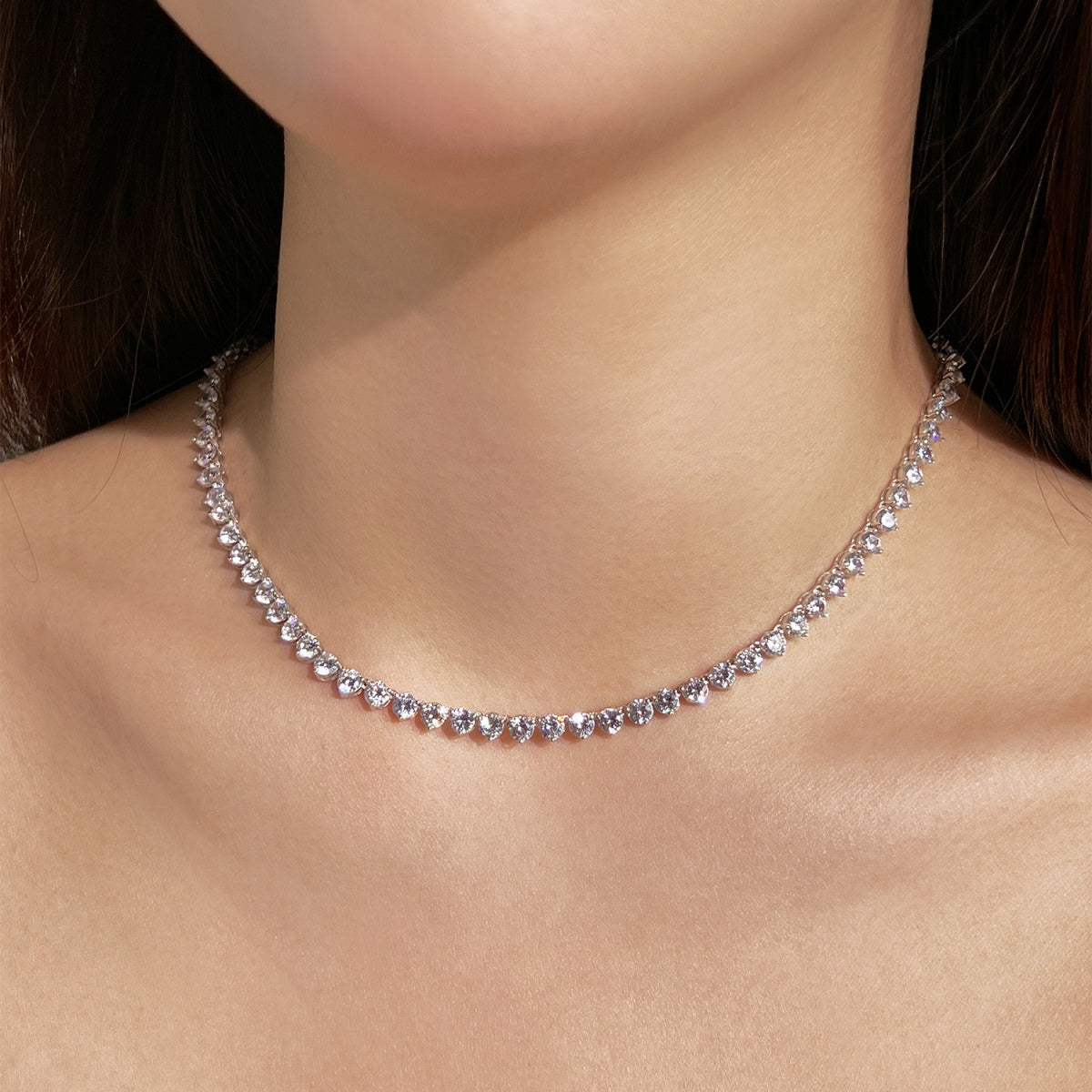 [Lumi Jewelry]Ornate Heart Cut Tennis Necklace