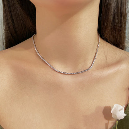 [Lumi Jewelry]Delicate Round Shape Tennis Necklace