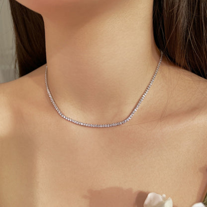 [Lumi Jewelry]Delicate Round Shape Tennis Necklace