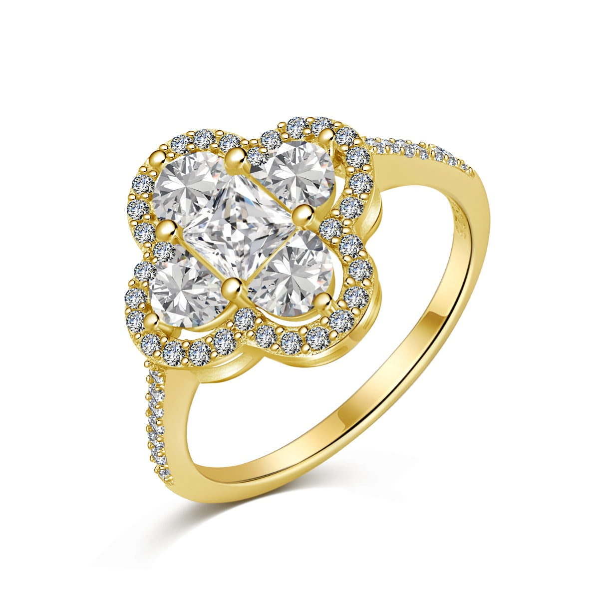 [Lumi Jewelry]Luxurious Eternity Flower Shape Banquet Ring
