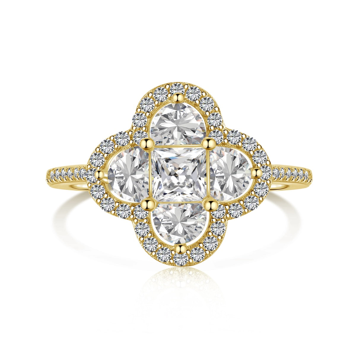 [Lumi Jewelry]Luxurious Eternity Flower Shape Banquet Ring