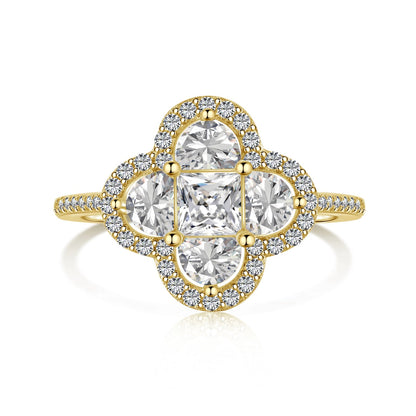 [Lumi Jewelry]Luxurious Eternity Flower Shape Banquet Ring