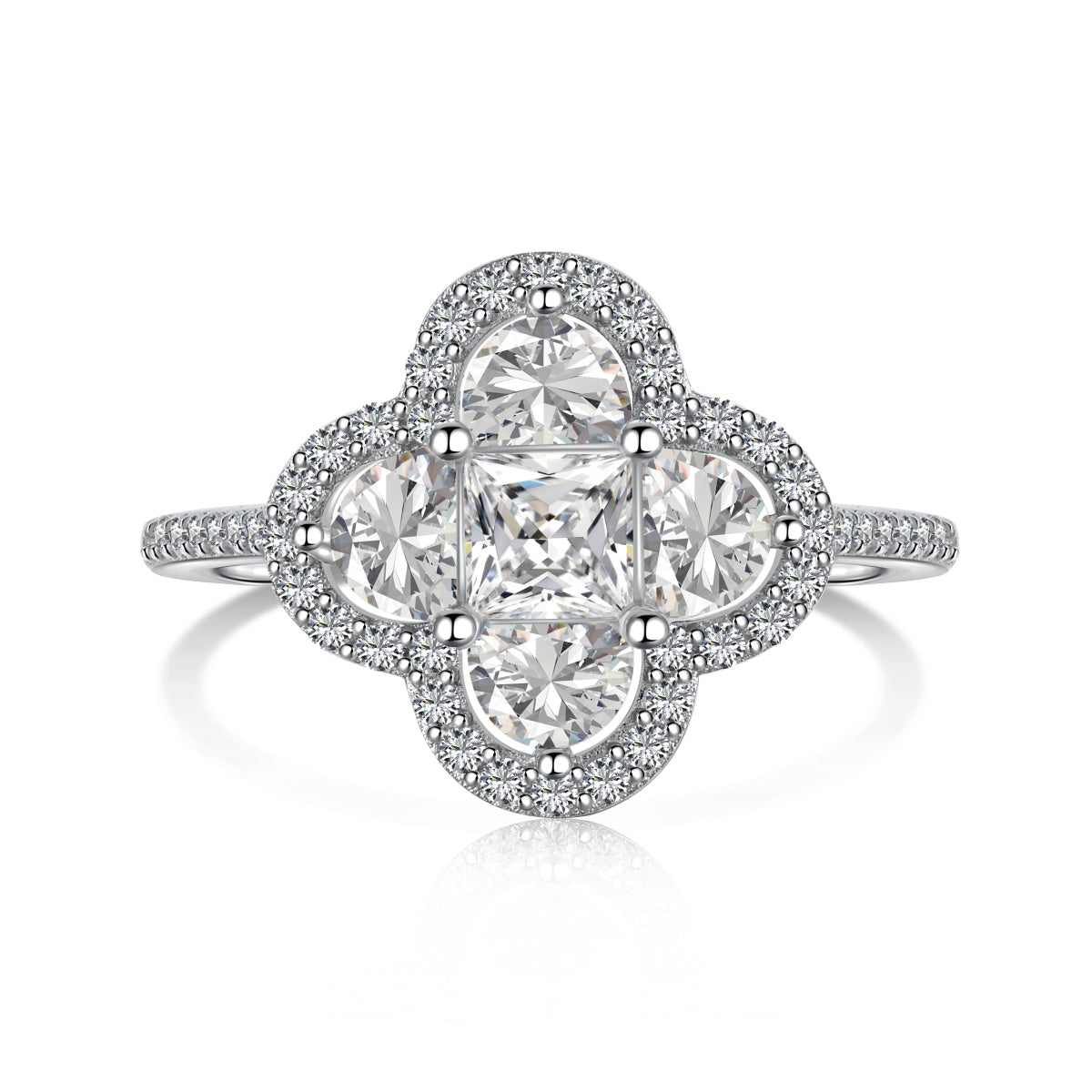 [Lumi Jewelry]Luxurious Eternity Flower Shape Banquet Ring