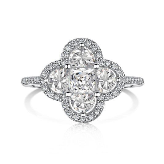 [Lumi Jewelry]Luxurious Eternity Flower Shape Banquet Ring