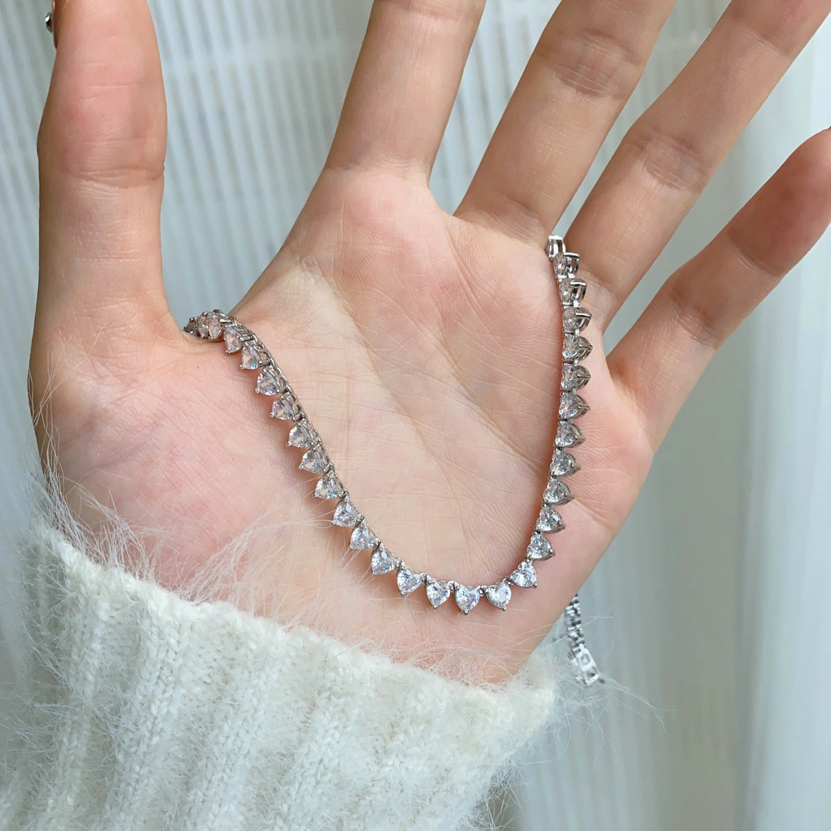 [Lumi Jewelry]Ornate Heart Cut Tennis Necklace