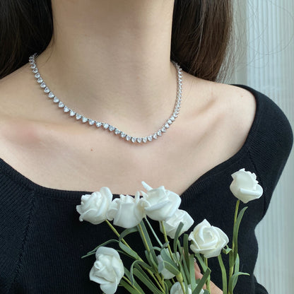 [Lumi Jewelry]Ornate Heart Cut Tennis Necklace