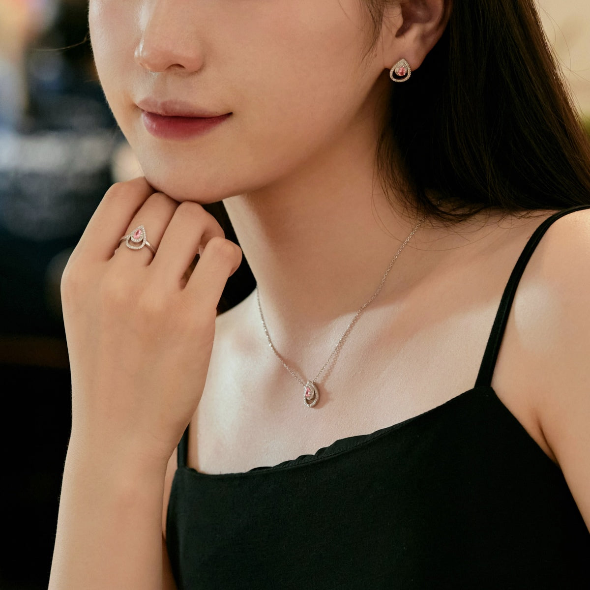 [Lumi Jewelry]Sparkling Delicate Water Drop Shape Daily Earrings