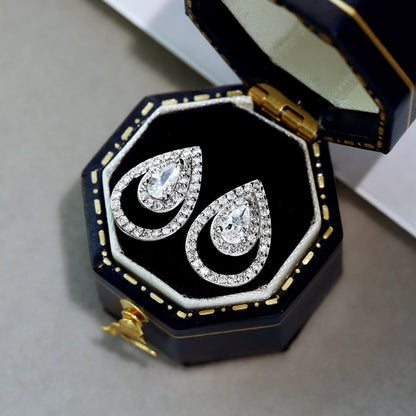 [Lumi Jewelry]Sparkling Delicate Water Drop Shape Daily Earrings