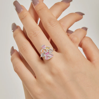 [Lumi Jewelry]Sparkling Colorful Water Drop Shape Daily Ring