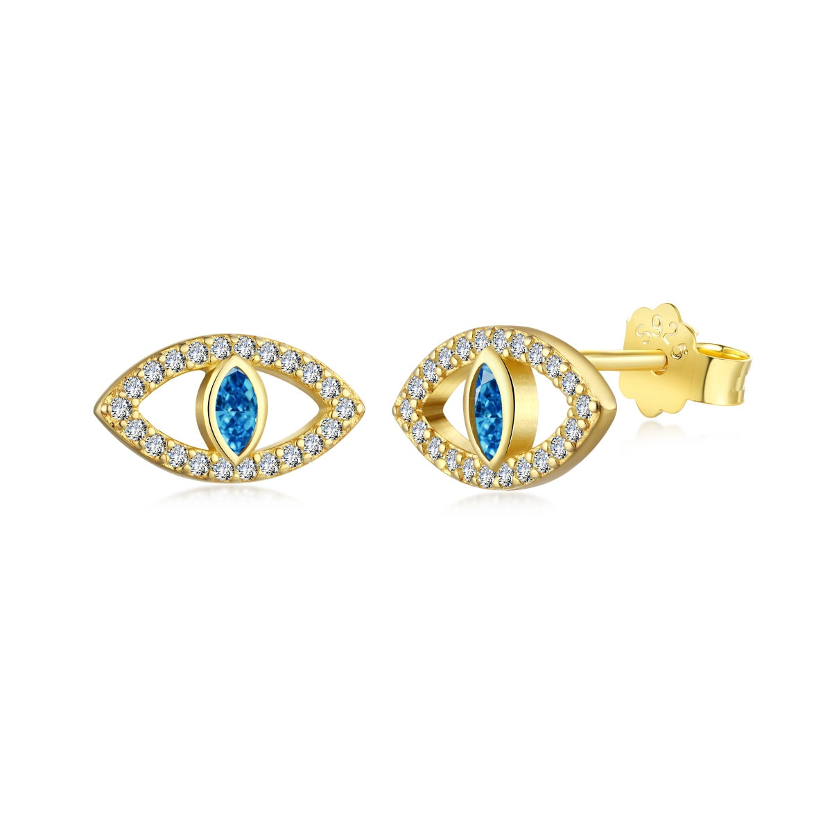 [Lumi Jewelry]Blue Devil Eyes Hollow Stud Earrings
