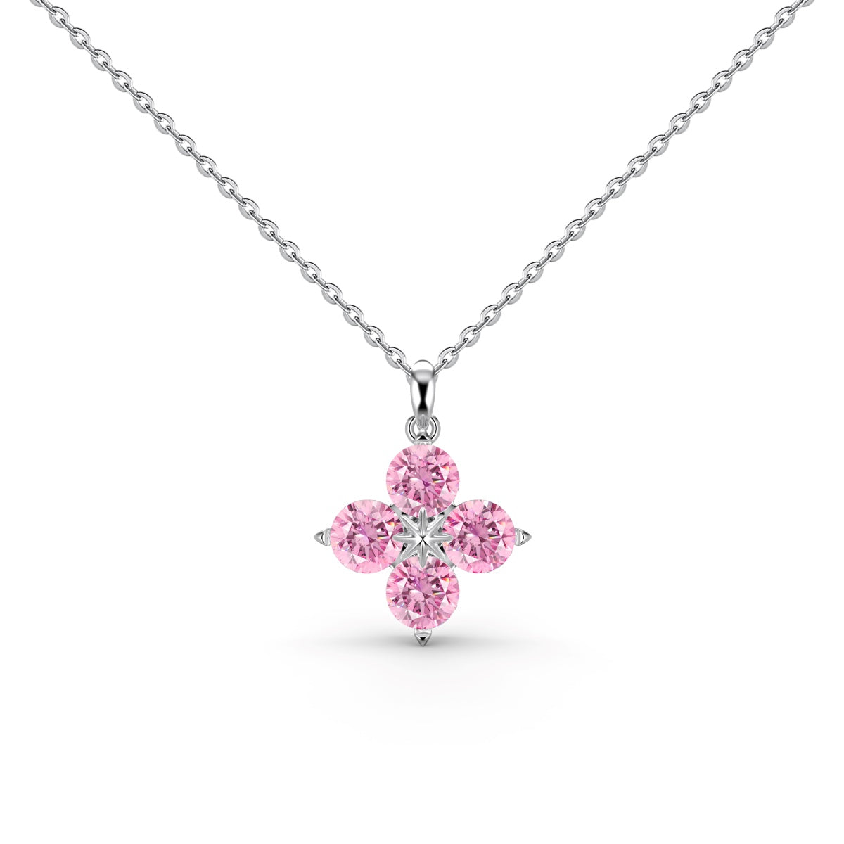 [Lumi Jewelry]Four-Leaf Clover And Eight-Pointed Star Necklace