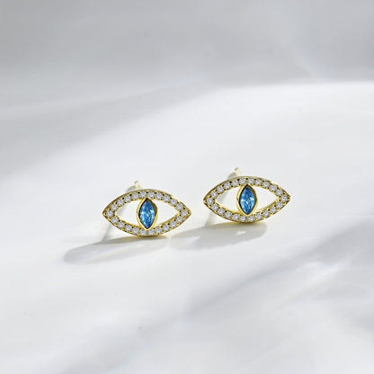 [Lumi Jewelry]Blue Devil Eyes Hollow Stud Earrings