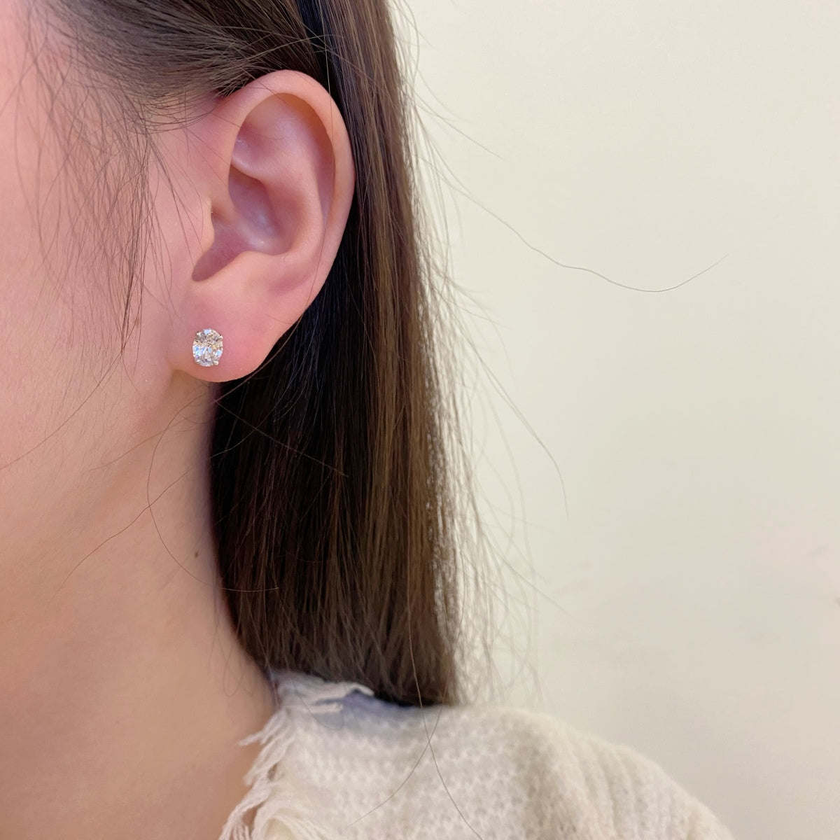 [Lumi Jewelry]Oval Classic Dignified Elegant Earrings