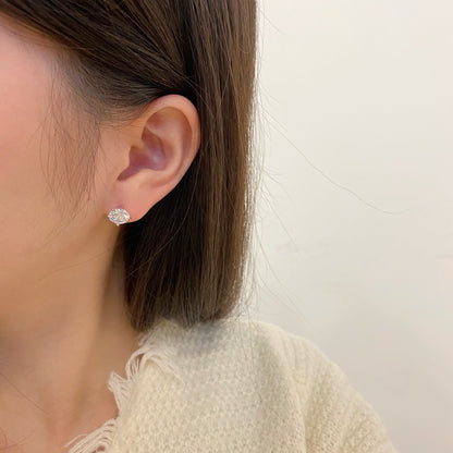 [Lumi Jewelry]Stylish Shiny Round Center Stone Stud Earrings