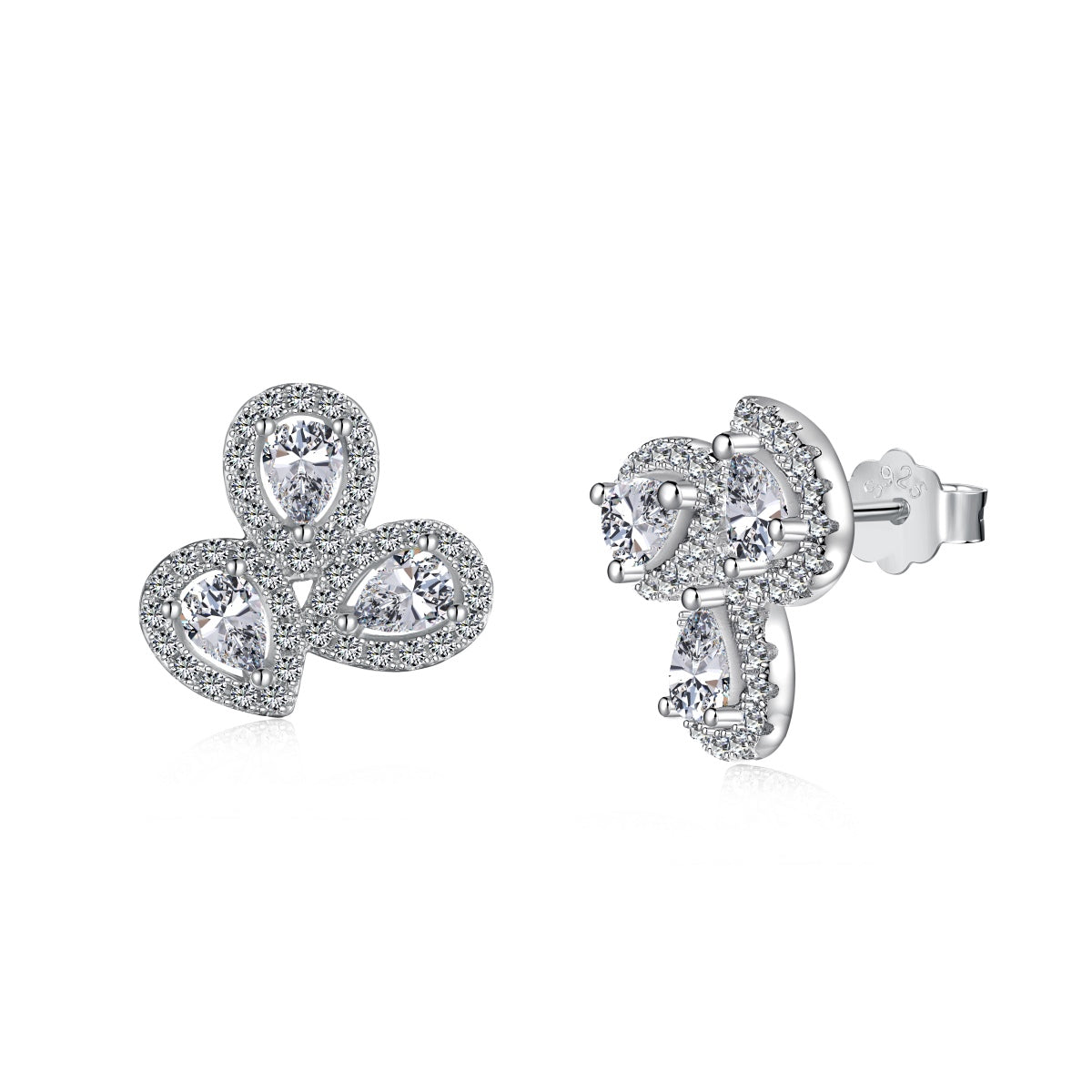 [Lumi Jewelry]Ornate Flower Shape Pear Cut Lover Earrings