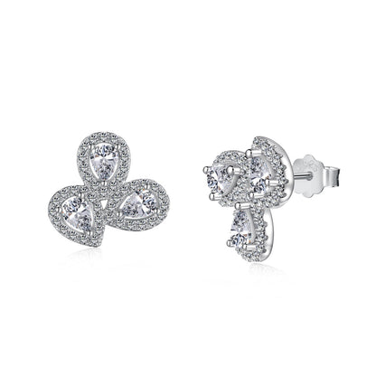 [Lumi Jewelry]Ornate Flower Shape Pear Cut Lover Earrings