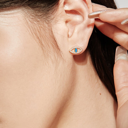 [Lumi Jewelry]Blue Devil Eyes Hollow Stud Earrings