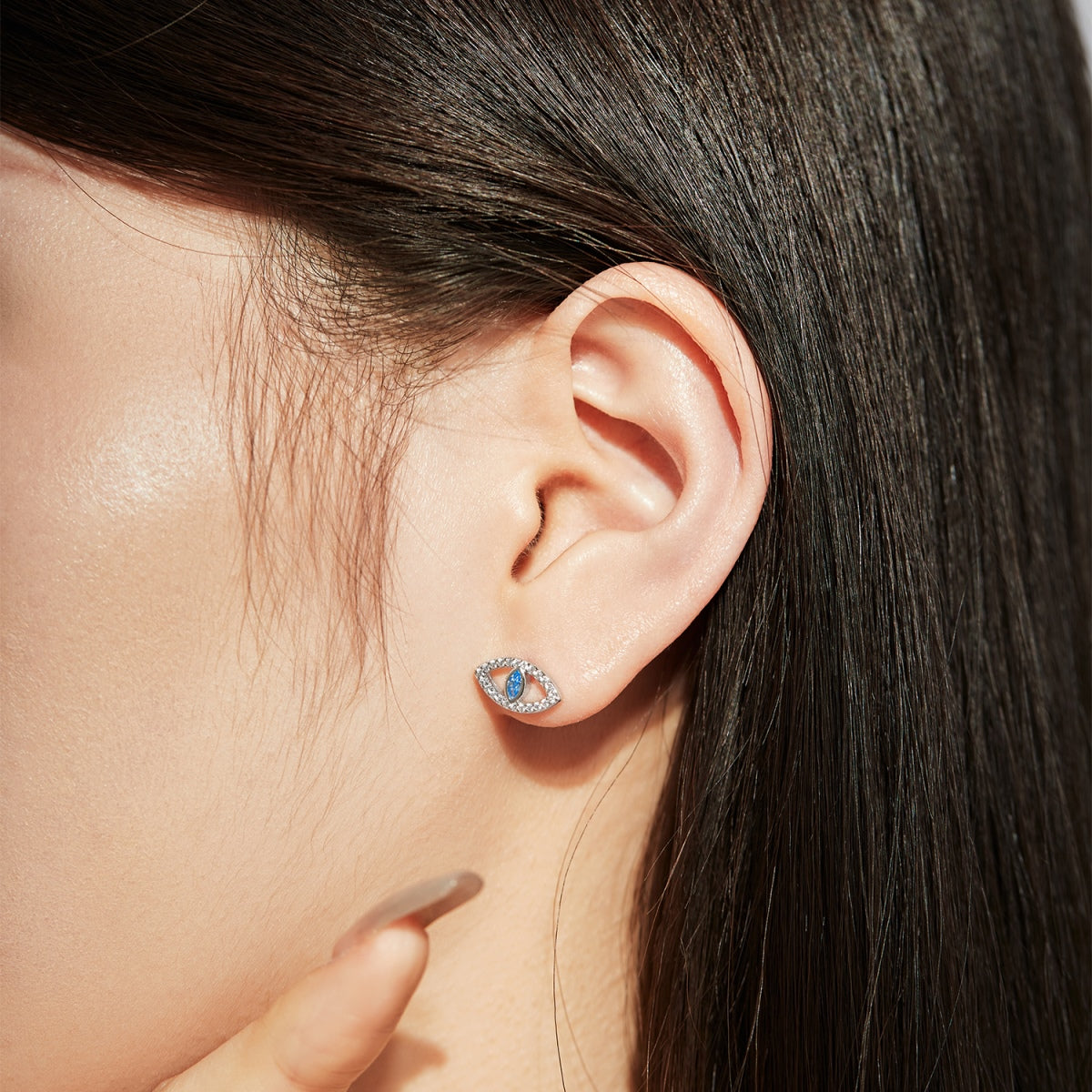 [Lumi Jewelry]Blue Devil Eyes Hollow Stud Earrings