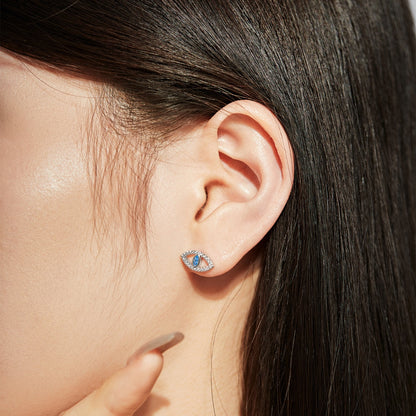 [Lumi Jewelry]Blue Devil Eyes Hollow Stud Earrings
