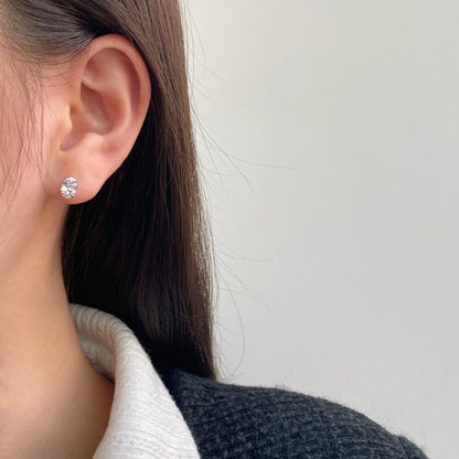 [Lumi Jewelry]Oval Classic Dignified Elegant Earrings